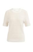 Ecru Short-Sleeved Knit with Caramel Stripe image