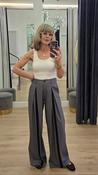 Grey Wide-Leg Trousers with Front Pleats &amp;amp; Black Stripe image