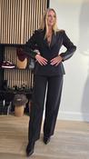 Black Structured Tailored Blazer with Black Satin Seams image