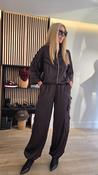 Choco Silky Track Jacket with Curved Seams and Silver Hardware