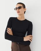 Black Long-Sleeved Jersey Top with Shoulderpad image