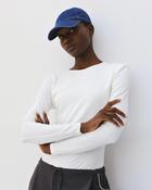 White Long-Sleeved Jersey Top with Shoulderpad image
