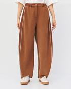 Terracotta Neoprene &amp;amp; Track Barrel-Leg Trousers with White Piping