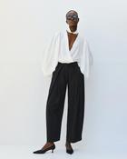 Black High-Waisted Trousers with Front Pleats