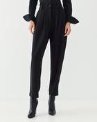 Black Carrot Ankle-Grazer Trousers with Pleats &amp;amp; Flap Pockets