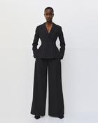 Black Wide-Leg Trousers with Pleats image