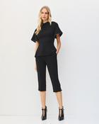 Black Capri Trousers with Diamonte Piping