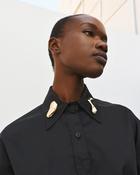 Black Shirt with Detachable Metallic Brooches image