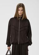 Choco Silky Track Jacket with Curved Seams and Silver Hardware