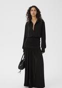 Black Silk Jersey Maxidress with Semi-Sheer Sleeve &amp;amp; Skirt
