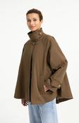 Teak Brown Trench Jacket with Funnel Neck