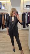 Black Single-Breasted Longline Blazer with Satin Lapel image