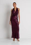 Burgundy Sequin Halter Maxidress