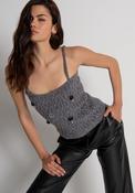 Grey Melange Cable Knit Camisole with Embellishment