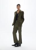 Khaki Ankle-Length Trousers with Black Side Stripe