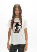 White Slogan T-Shirt 'God Save the Print' with Pearl &amp;amp; Diamonte Embellishment