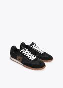 Black Suede Leather &amp;amp; Fabric Low Profile Trainer with Stud Embellishment image