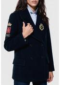 Navy Pea Coat with Embellished Patches image