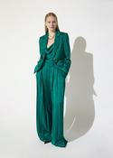Green Satin Blazer with Crinkle Effect image