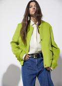 Green Neon Boiled Wool Coatigan with Flap Pockets &amp;amp; Eyelets image