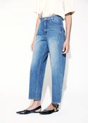 Denim Mid Wash Balloon Jeans with Studded Flap Pockets image