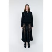 Black Boiled Wool Boxy Military Jacket