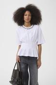 White Structured T-Shirt with Diamonte Neckline