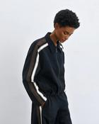 Black Bomber Jacket with Contrasting Side Stripe