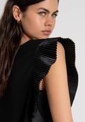 Black Jersey Top with Plisse Sleeve image