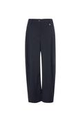 Navy Pinstripe Barrel-Leg Trousers