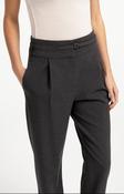 Grey High-Waisted Ankle-Grazer Trousers with Fabric Belt