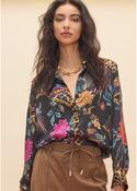 Black Shirt with Floral Print &amp;amp; Leopard Print