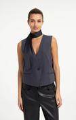 Grey Waistcoat with Black Satin Lapel &amp;amp; Tie