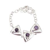3 Linked Triangle Bracelet With Purple Centre Stones image