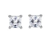 6mm Square Cubic Zirconia Silver Earrings image