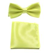 Adjustable Lemon Matching Bow Tie And Handkerchief Set