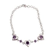 Adjustable Silver Bracelet With Heart Links image