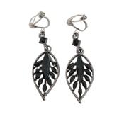 Black Leaf Clip On Earrings image