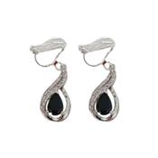 Black Swirl Diamante Clip On Earrings