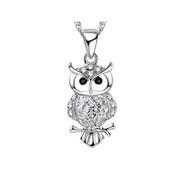 Black And White Cubic Zirconia Encrusted Owl Pendant image