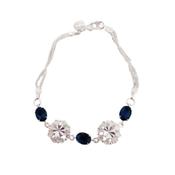 Blue Stone And Silver Flowers Silver Twist Ladies Bracelet image