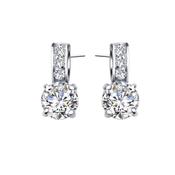 CZ Stone Slight Drop Sterling Silver Earrings image