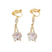 Cage Diamante And Gold Clip On Earrings image