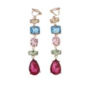 Colourful Crystal Drop Clip On Earrings