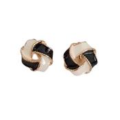 Cream And Black Clip On Earrings image