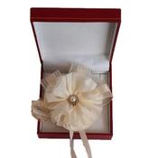 Cream Ribbon And Flower Wrist Corsage image