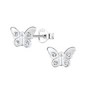 Crystal Butterfly Sterling Silver Earrings