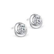 Crystal Centre Silver Plated Round Earrings image