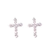 Crystal Silver Plated Communion Cross Earrings image
