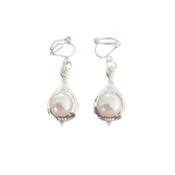 Crystal Pearl Drop Clip On Earrings image